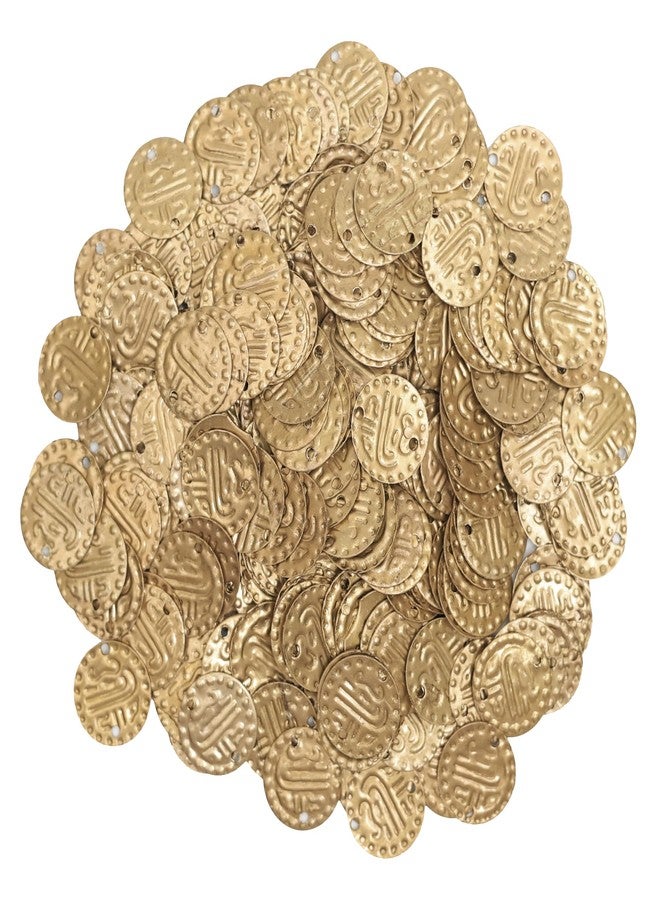 Embroiderymaterial Round Shape Double Hole Metal Sequins for Craft, Embroidery and Jewellery Making 100gm (14MM, Gold) - Image 1